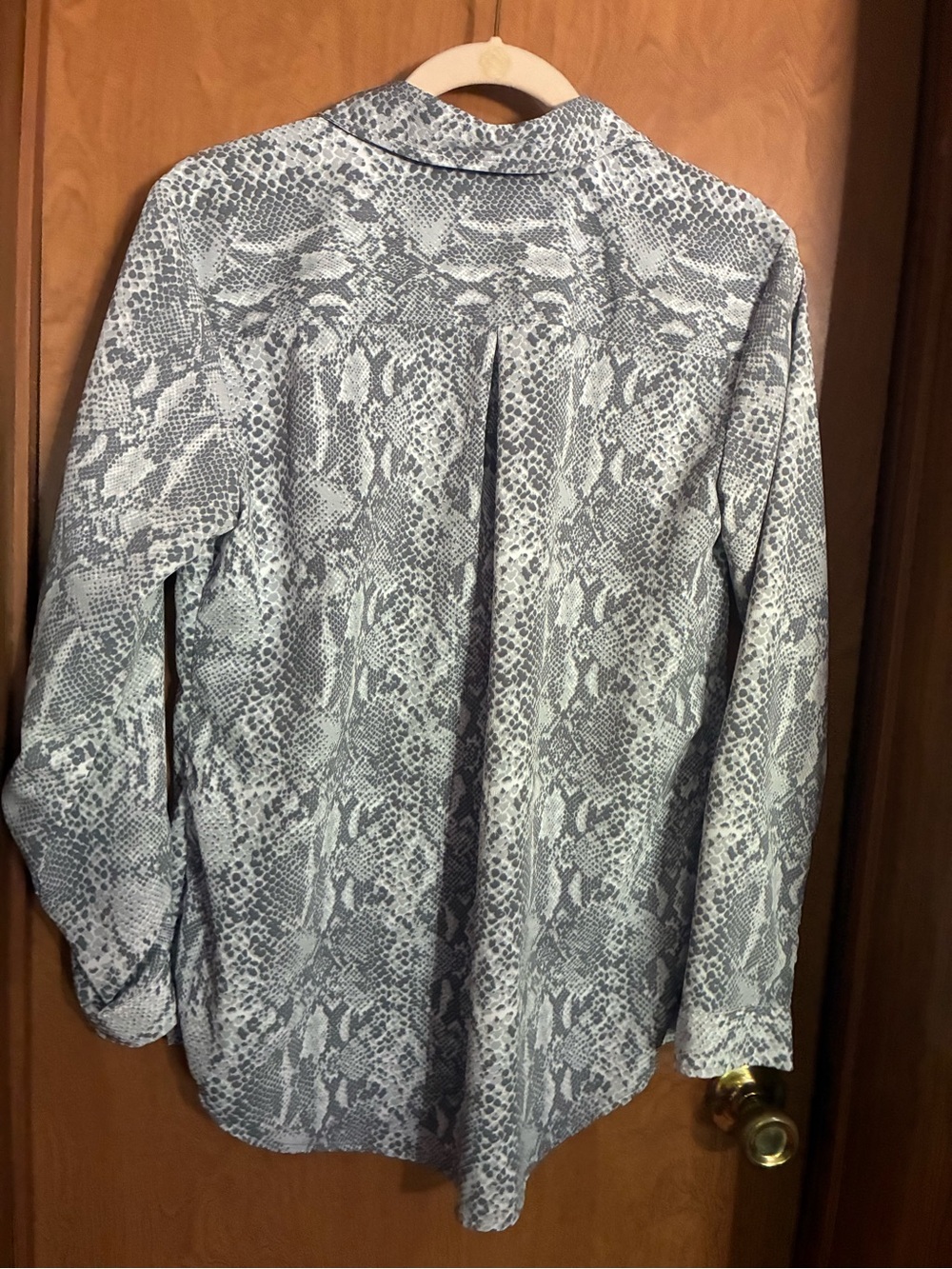 Snake Print Button-Up Shirt in Light Gray - Picture 3 of 3